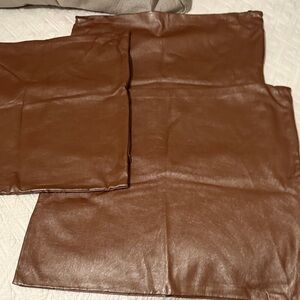 Brown Faux Leather Pillow Covers